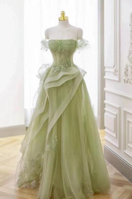 Off Shouilder Prom Dress Fresh Light Green Party Dress With Applique Lace