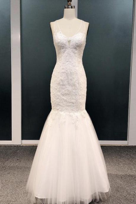 V-neck Wedding Dress Sexy Lace Mermaid Bridal Dress