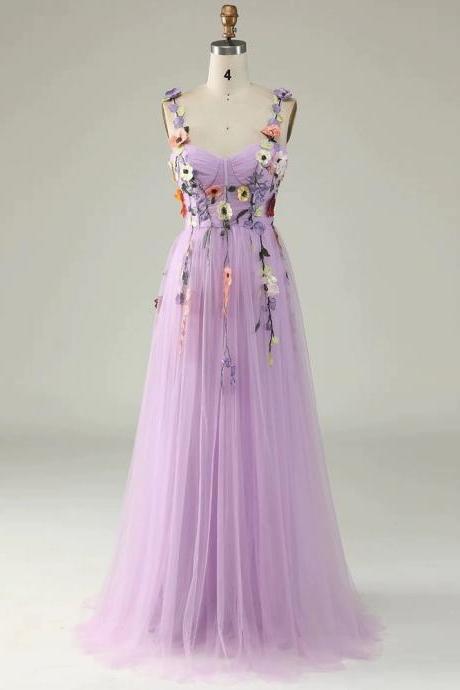 Spaghetti Strap Prom Dress ,floral Princess Party Dress Fairy Party Dress