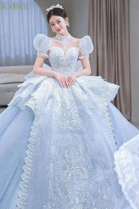 Elegant Off-shoulder Cinderella Ball Gown Wedding Dress