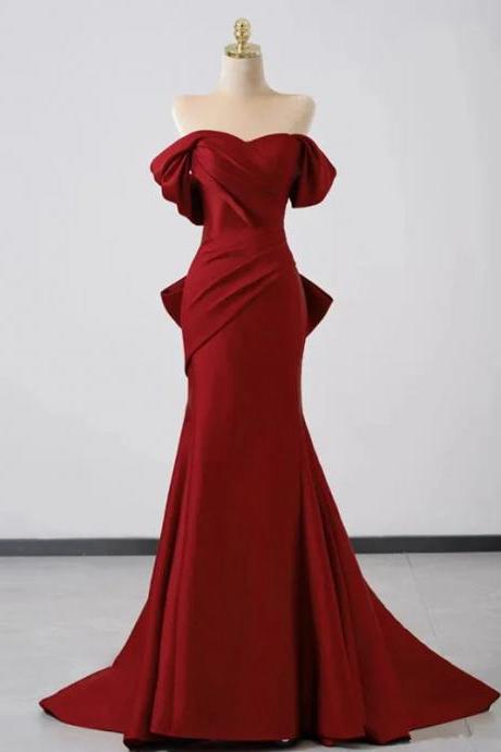 Elegant Off-shoulder Mermaid Tail Red Evening Gown