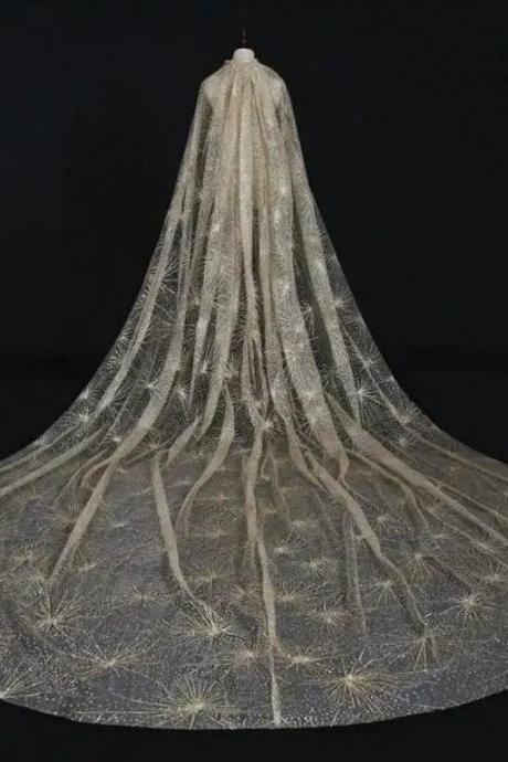 Luxurious Embellished Bridal Veil With Sparkling Stars