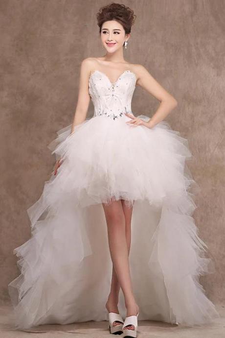 Elegant Sweetheart Neckline High-low Wedding Dress