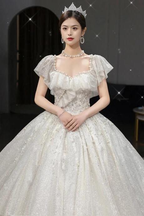 Elegant Sparkling Glitter Ball Gown Wedding Dress