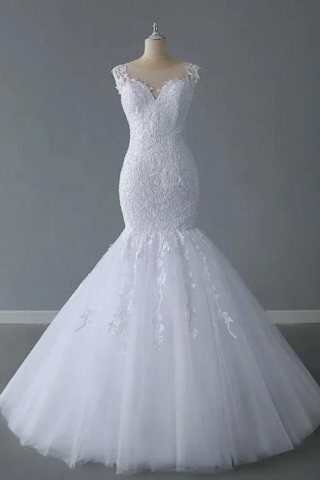 Elegant Off-shoulder Lace Mermaid Bridal Gown