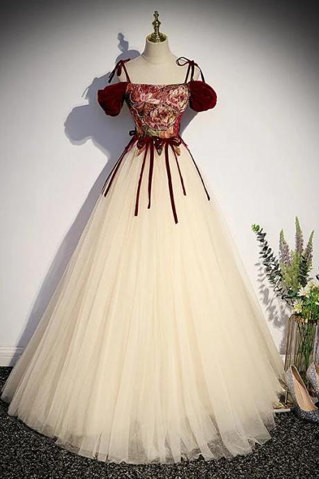Elegant Off-shoulder Tulle Evening Gown With Corset
