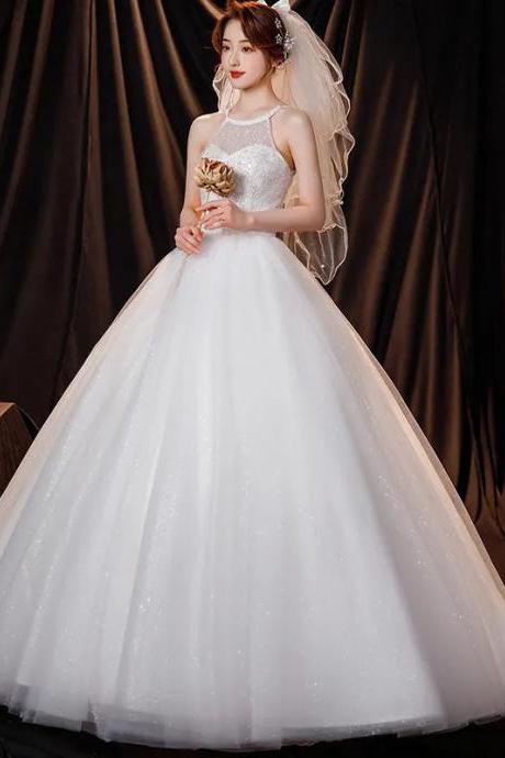 Elegant A-line Sparkle Tulle Wedding Gown With Veil