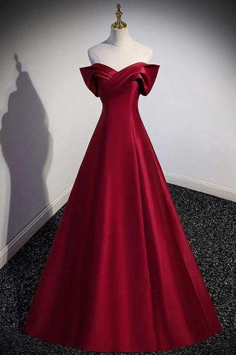 Elegant Off-shoulder Satin Gown With Tailored Bodice