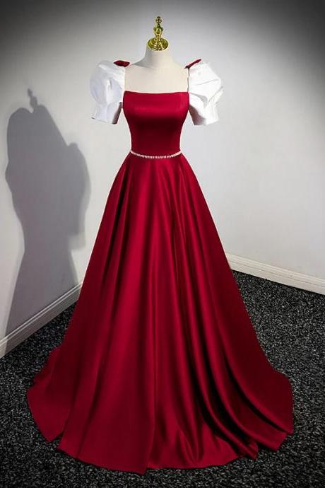 Elegant Red Off-shoulder Satin Evening Gown Dress