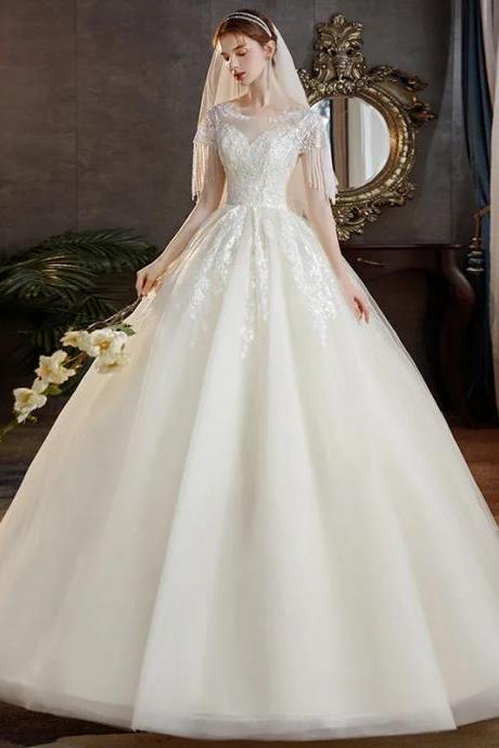 Elegant A-line Off-shoulder Sparkling Wedding Gown