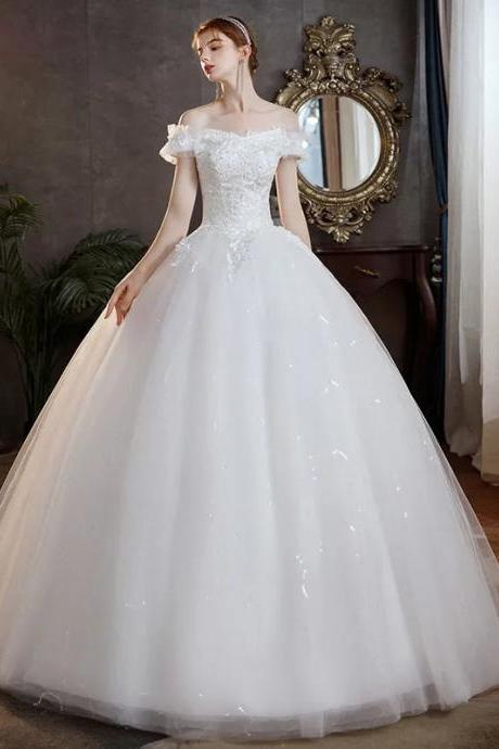 Elegant Off-shoulder Lace Bodice Bridal Ballgown Dress