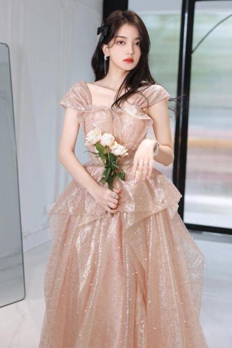 Elegant Off-shoulder Sparkling Gown With Sheer Overlay