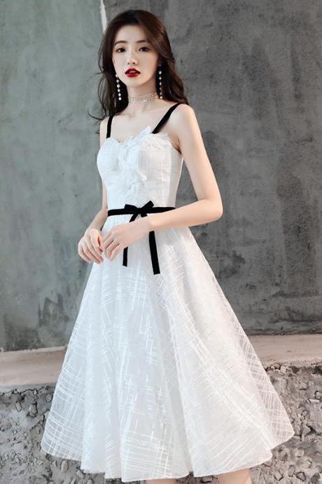 Spaghetti Straps White Satin Long Prom Dress Evening Dress Y7517