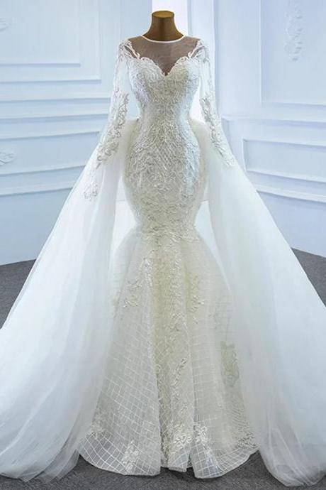 Kim 3347 Mermaid Wedding Dress – Lace & Glitter Gown with Square Neckline, Tulle Flares & Train