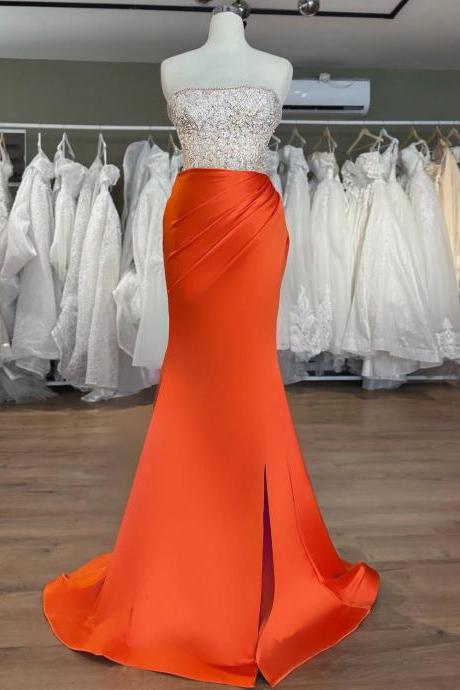 gold homecoming dress long Gold Strapless A Line Metallic Tiered Homecoming Dress With Beading, Golden / 8