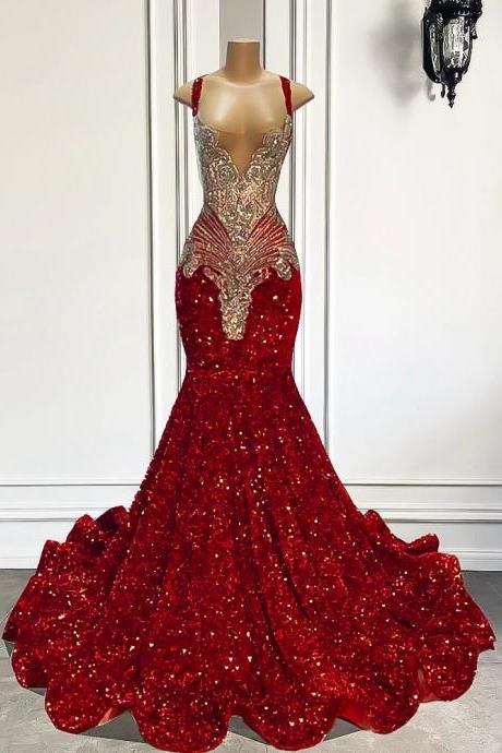 red formal dress accessories Long Red Prom Dress with Rhinestone Collar