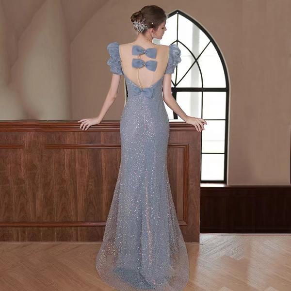 Blue Bodycon Dress, Beaded Mermaid Dress, Super..