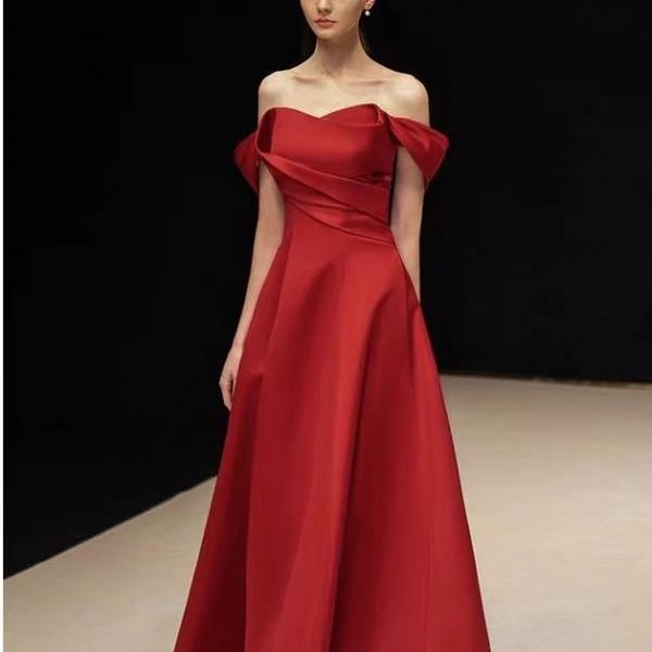 Off Shoulder Party Dress,red Prom Dress ,off Shoulder Evening Dress ...