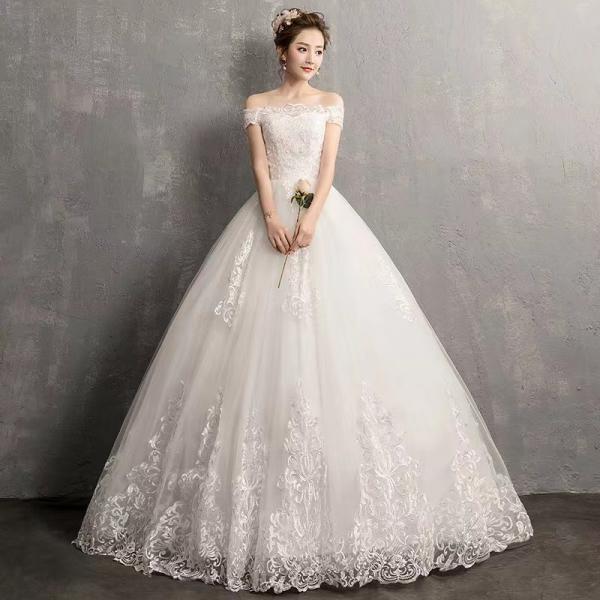Off shoulder bridal gown, white wedding dress,tull ball gown bridal dress,Handmade