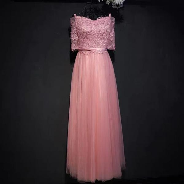 Off shoulder prom dress,pink party dress,formal evening dress,handmade