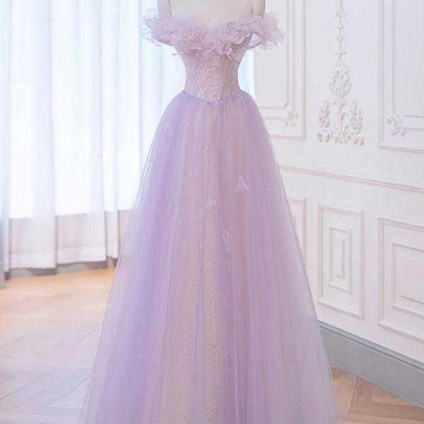 Purple evening dress, light luxury, birthday dress, princess dress, senior sense prom dress,handmade