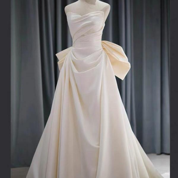 Strapless bridal dress, satin wedding dress ,sexy bridal dress, mermaid wedding dress,Handmade