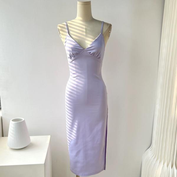 Spaghetti Mermaid Short Dresses,Purple Satin Party Dresses