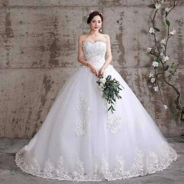 Lilac Ruffle Ball gown with Puffed Sleeves