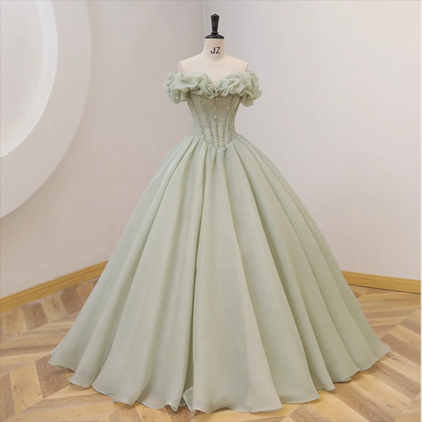 Strapless Floral Appliqué Ruffle Evening Gown main image 1