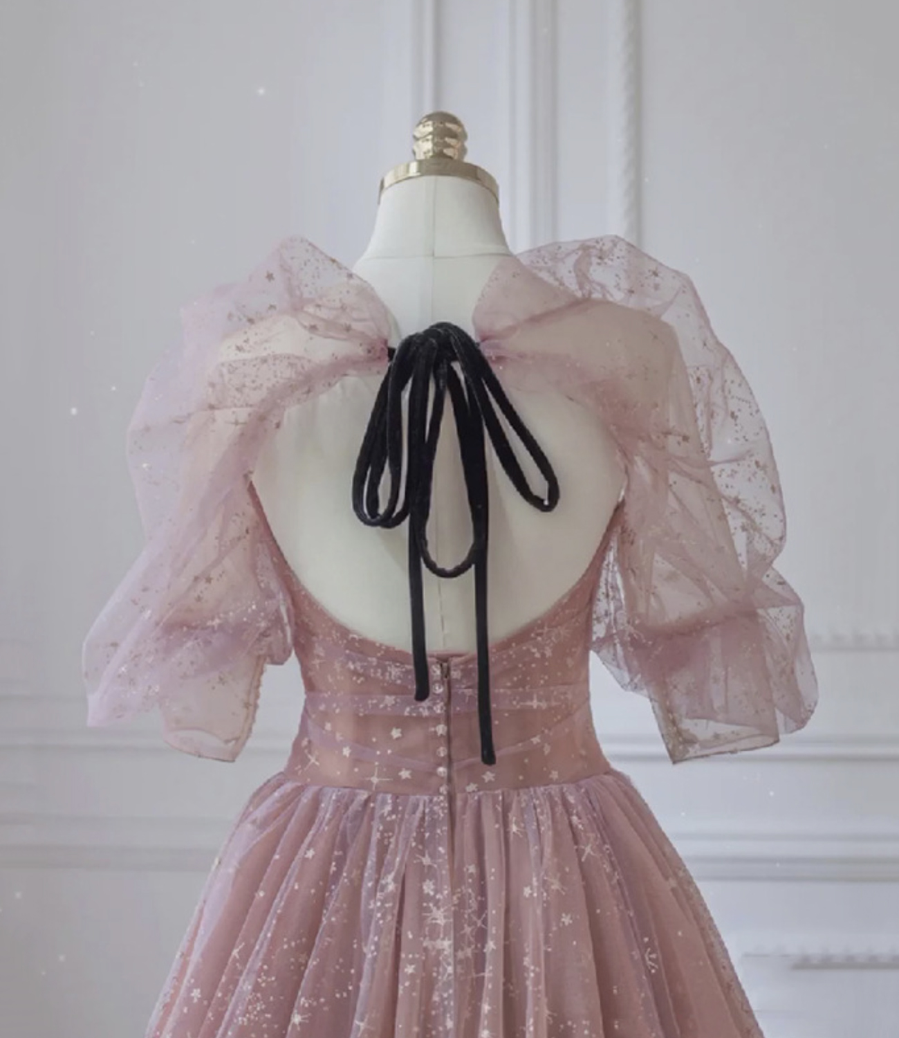 Dream Princess Pink Puff Sleeve A-Line Tulle Birthday Party Homecoming Dress cc4602