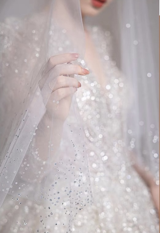 Off Shoulder Wedding Dress, Dreamy Wedding Dress, Glitter Bridal Dress ...