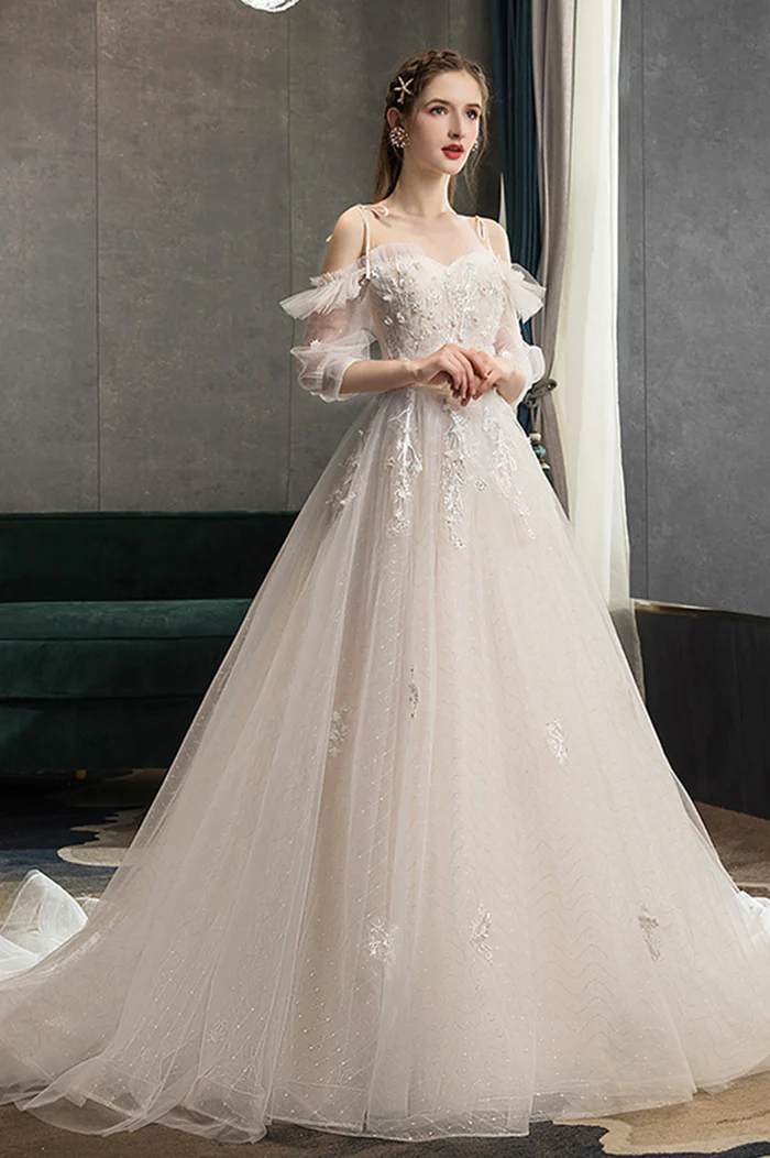 A-line Lace Long Prom Dress, Off The Shoulder Formal Evening Dress on ...