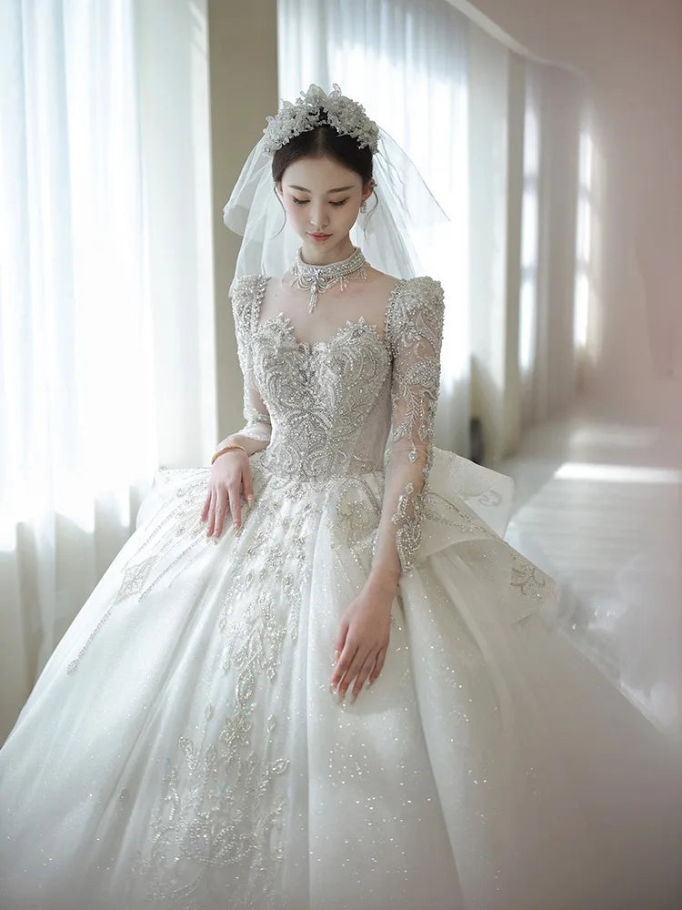 Elegant Sparkling Beaded Ball Gown Wedding Dress on Luulla