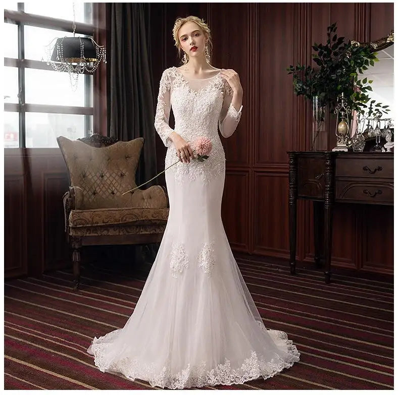 Long Sleeve Lace Mermaid Gown main image 0