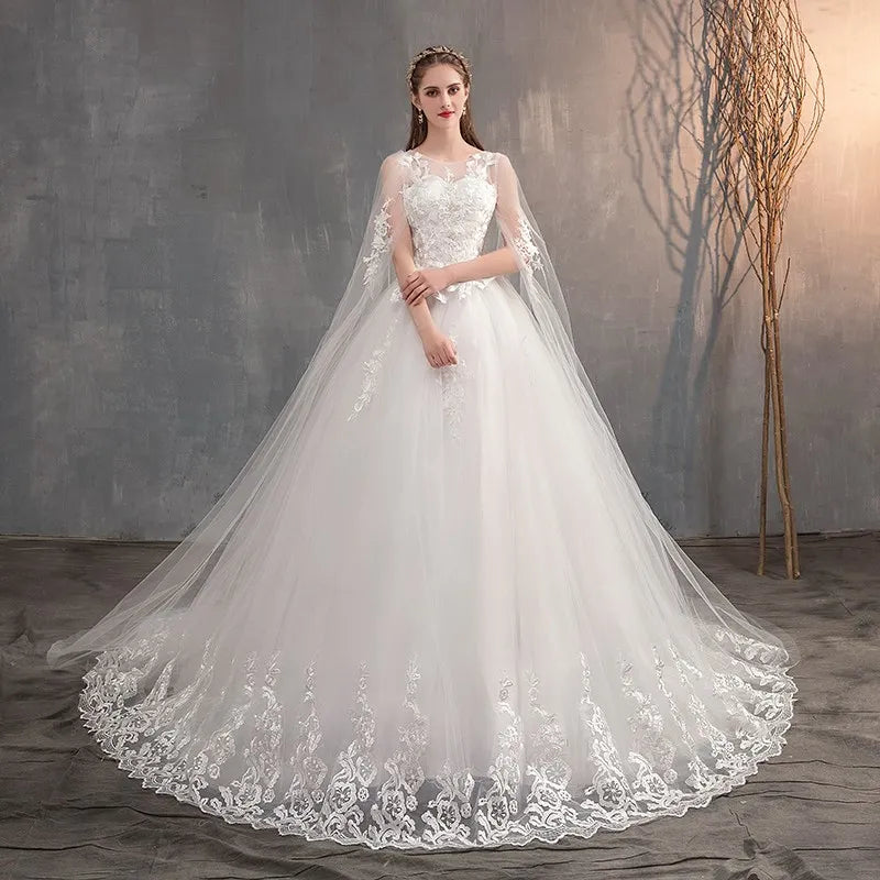 Elegant Lace Wedding Gown With Sheer Sleeves on Luulla