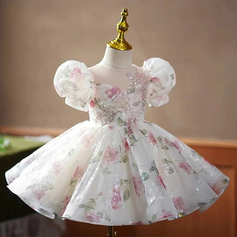 Floryme PrincessTulle Knee-length Toddler Birthday Dress\