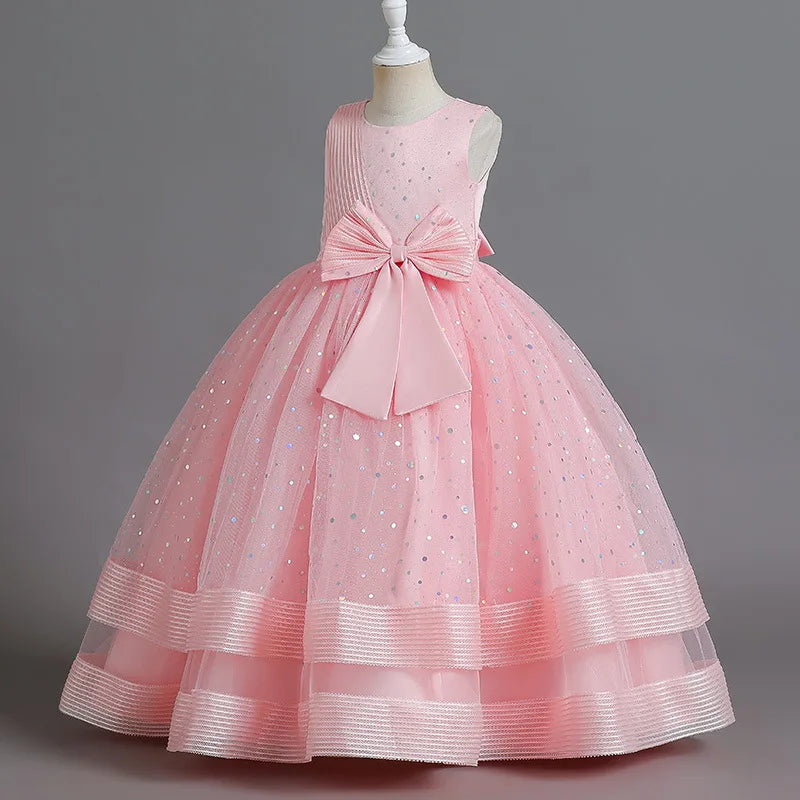 Sparkling Pink Princess Dress With Large Bow on Luulla