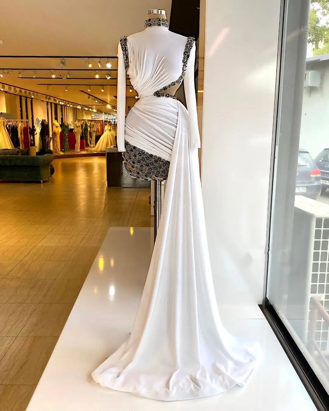 Black White Panel Gown
