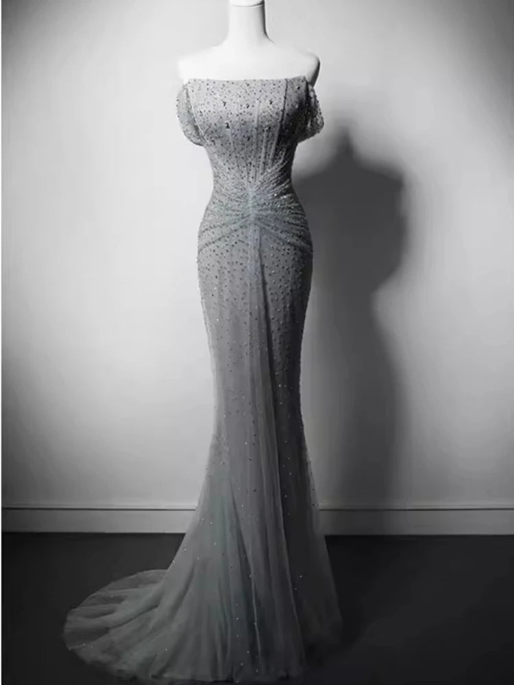Crystal Bow Evening Gown