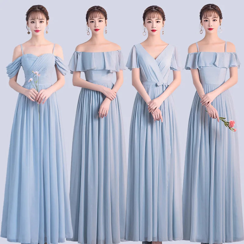 The Clover Off Shoulder Satin Maxi Dress Light Blue main image 1
