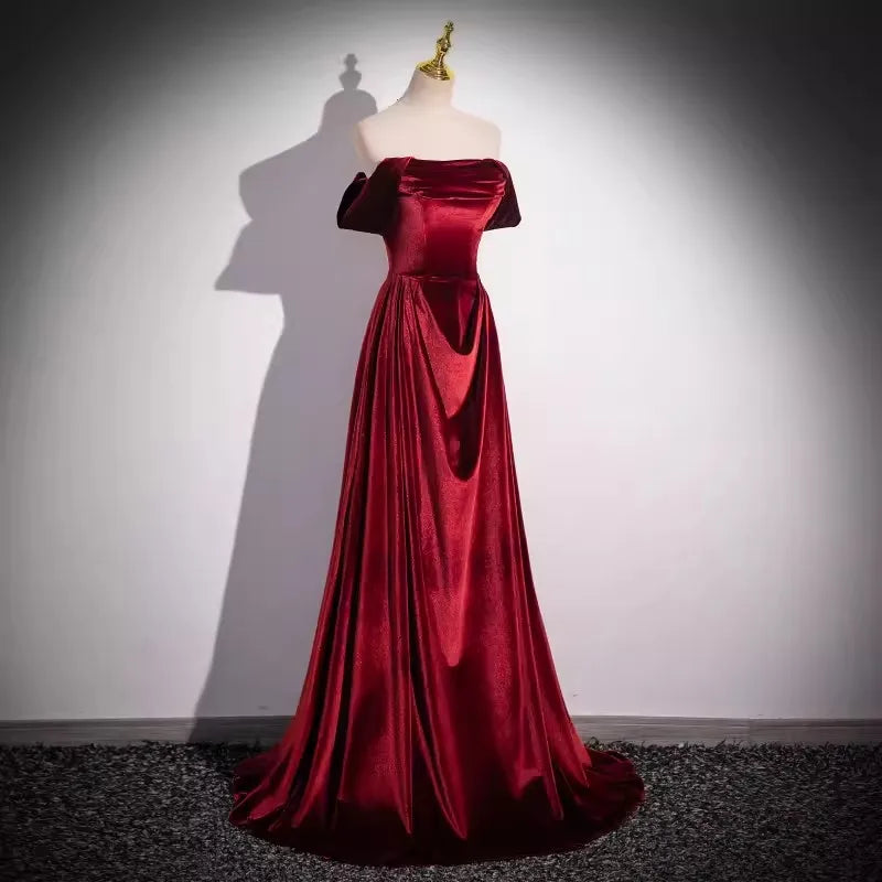 OFF THE SHOULDER LACE ILLUSION SATIN GOWN