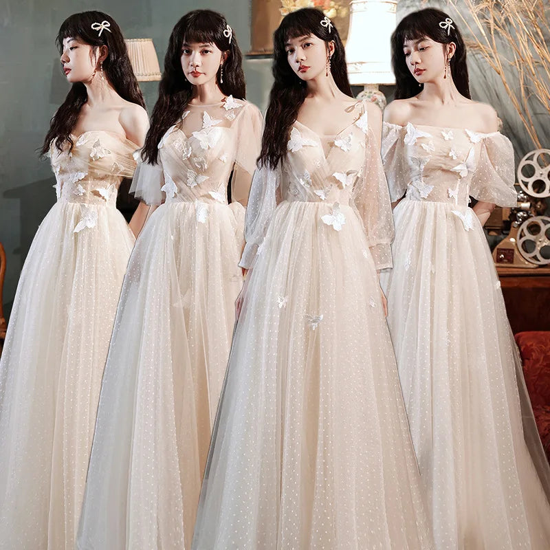 Ethereal White Floral Chiffon Gown With Sleeves on Luulla