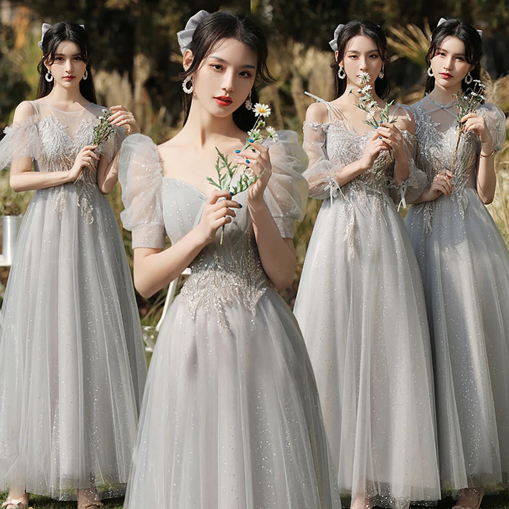Ethereal Gown With Puff Sleeves And Embroidery on Luulla