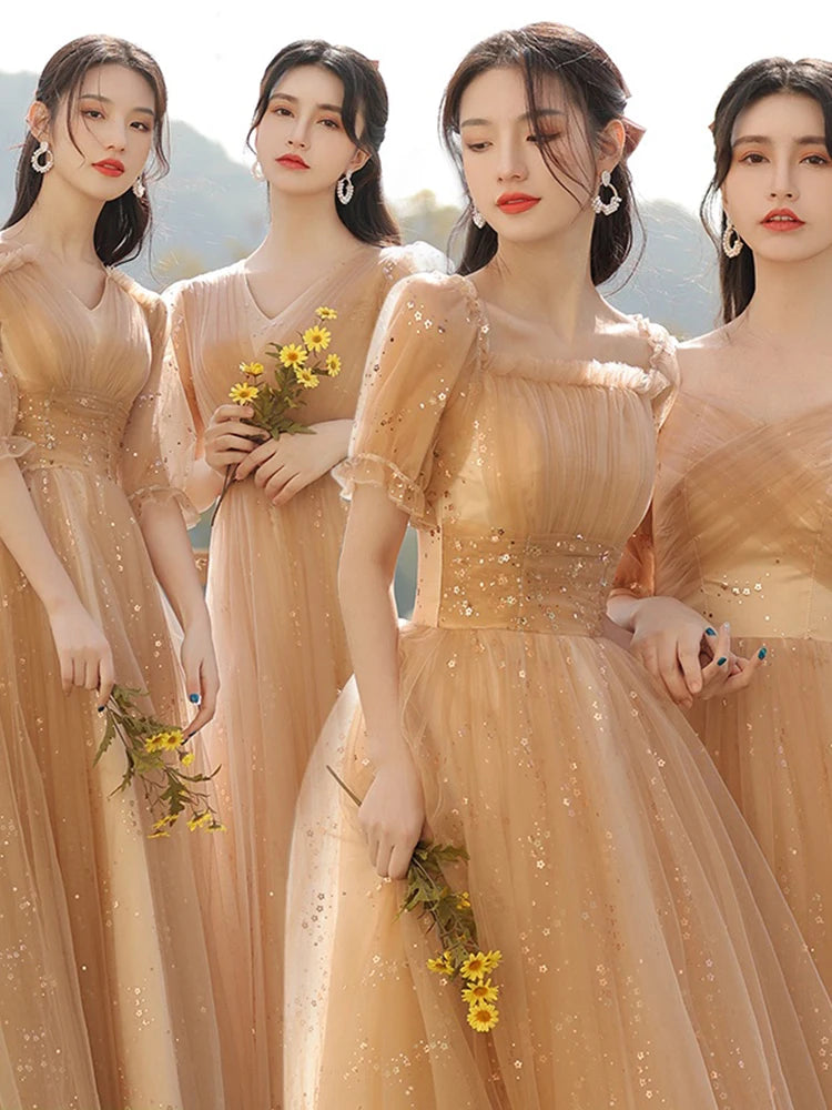 Evelin Shimmering Gold Square Neck Maxi Dress - Glamorous Evening Gown