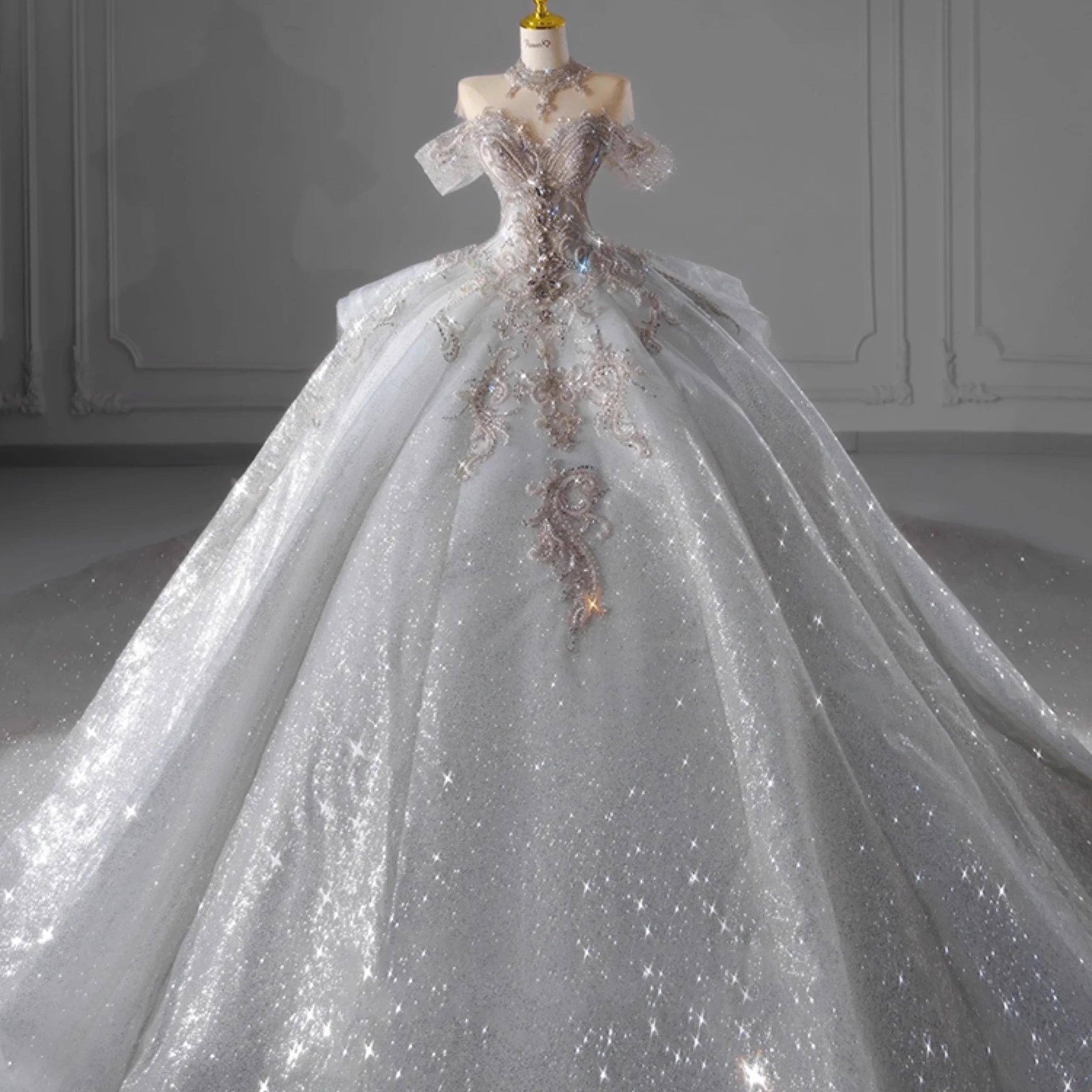 Luxury Crystal Off Shoulder Bridal Sweetheart wedding Gowns Dress main image 0
