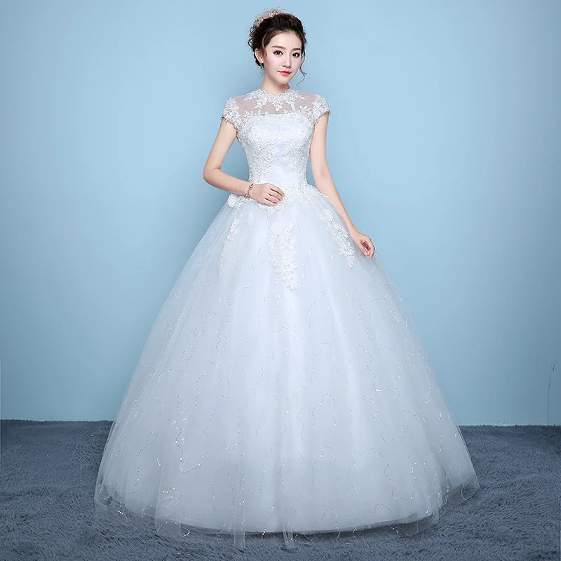 Lace Cap Sleeve Bridal Gown With Train on Luulla