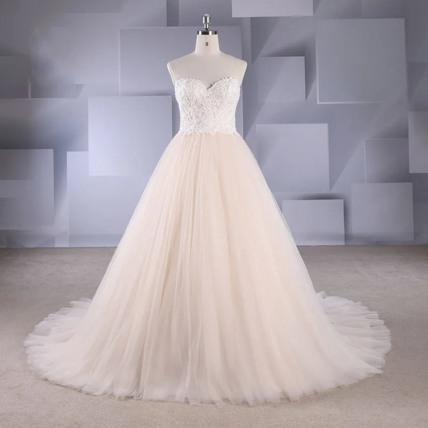 Lace Floral Strapless Tulle Wedding Dress Gown on Luulla